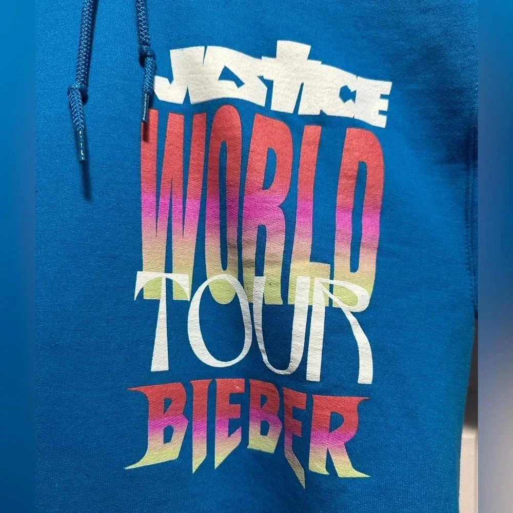 Justin Bieber Justice World Tour Hoodie Rare Color Blue Womens S